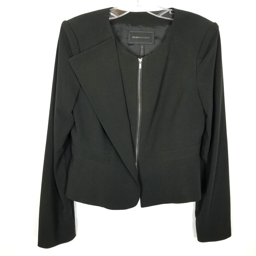 BCBGMaxazria Women Edward Zipper Jacket Color Black Size M Zip Up Preppy Event